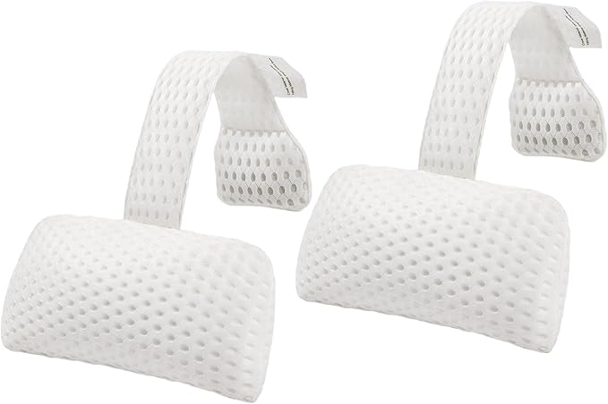 Hot Tub Pillow for Outdoor Bathtub（2-Pack）, Non-Slip Universal Spa Headrest Bath Pillow for Bath Tub, Lounge Chair Pillow, Comfortable Head and Neck Support with Weighted Adjustable Strap