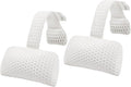 Hot Tub Pillow for Outdoor Bathtub（2-Pack）, Non-Slip Universal Spa Headrest Bath Pillow for Bath Tub, Lounge Chair Pillow, Comfortable Head and Neck Support with Weighted Adjustable Strap
