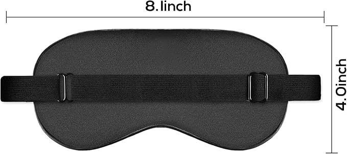 Silk Sleep Mask, Adjustable Soft Eye Cover for Comfortable Sleep & Naps, Pressure-Free, Machine Washable - Black