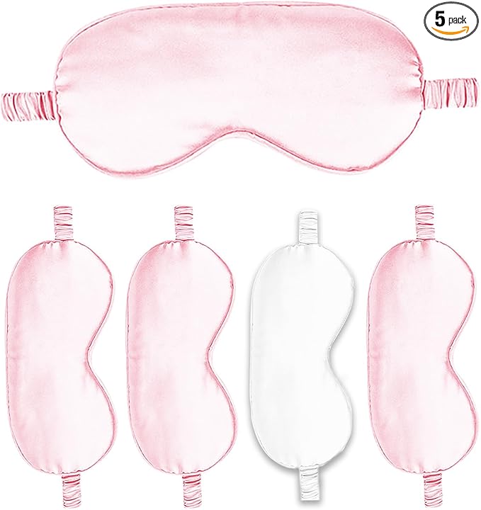 Sleep Masks 5PACK Silk Eyes Cover Satin Eye Mask Silky Blackout Soft Blindfold Sleeping Eyeshades Covers Bridesmaid Gifts
