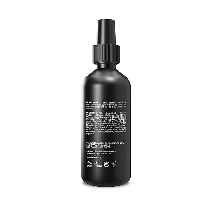 Gentlehomme - Coconut Face Mist - Men’s Facial Spray - with Hyaluronic Acid, Aloe Vera & Green Tea - Refresh, Moisturize & Hydrate - Use Day & Night - Safe for All Skin Types - Vegan - 3.4oz - 3 Pack