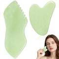 2PCS Jade Stone Gua Sha Set Face Massager Jade Facial Tools Body Lymphatic Drainage Massager, Guasha Face Sculpting Tool Skin Care Valentine's Day Gifts for Women Gua Sha Sculpting for Tighten Skin