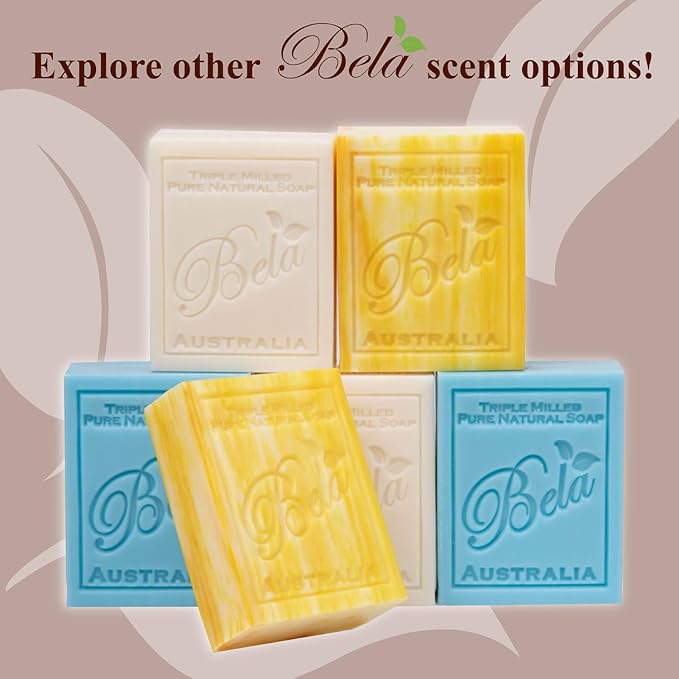 BELA Romantic Gardenia Soap 3.3 OZ Pack of 12, Long Lasting French Triple Milled Bar Soap with Organic Shea Butter Hand, Face and Body Wash Bar, Made in Australia