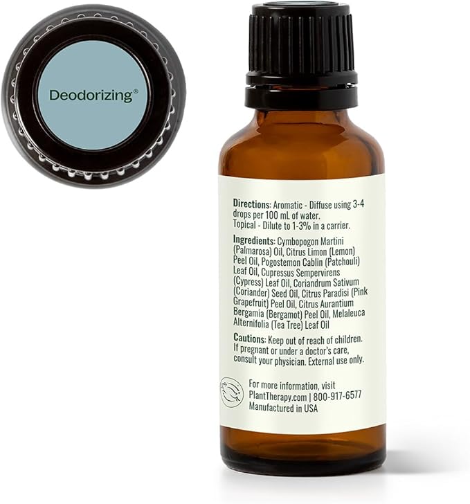 Plant Therapy Deodorizing Essential Oil Blend 30 mL (1 oz) 100% Pure, Undiluted, Therapeutic Grade
