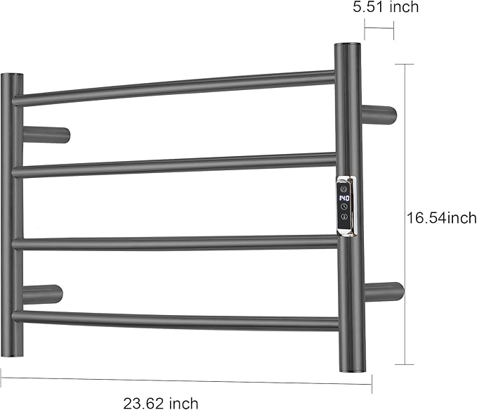 Heated Towel Racks for Bathroom, Wall Mounted Electric Towel Warmer Racks with Timer & Temperature Control, 4 Bar Stainless Steel Towel Heater for Bathroom,Plug-in,Gunmetal Grey