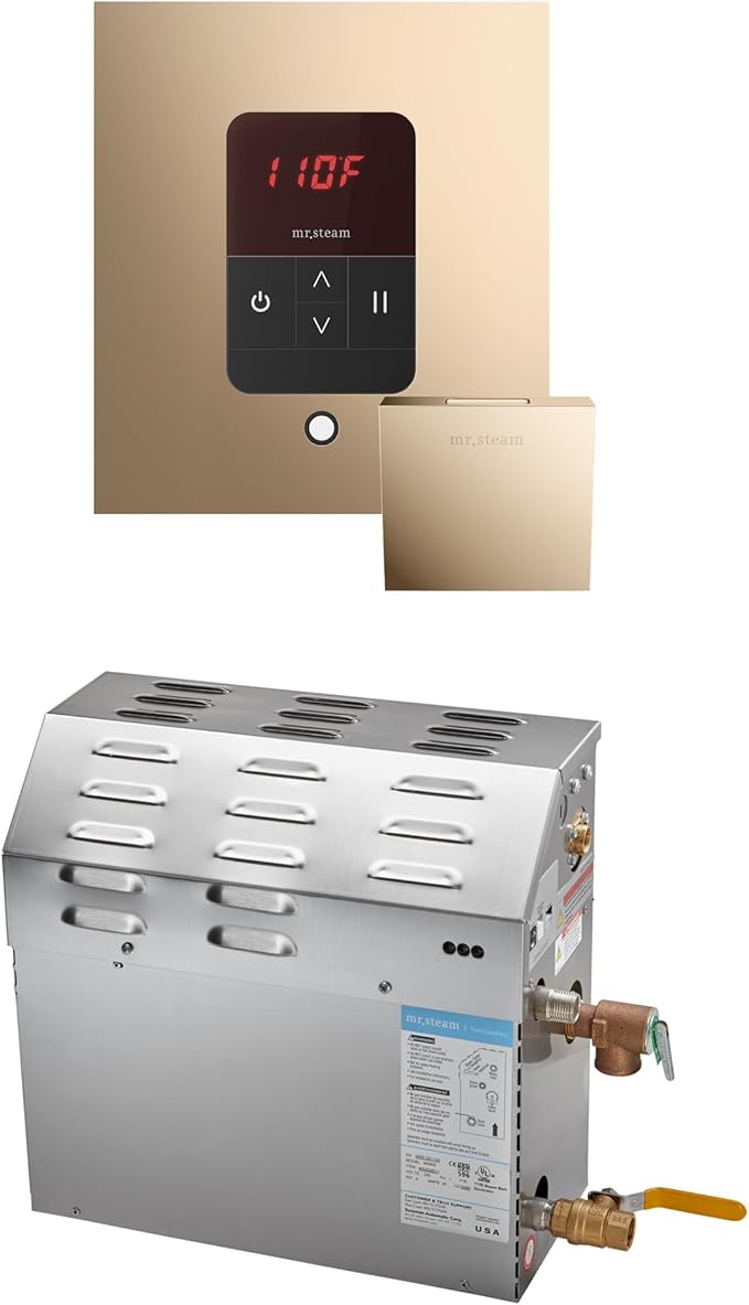 Mr Steam MS 10kW (10000W) Steam Shower Generator Package w/square iTempo Control in Polished Gold