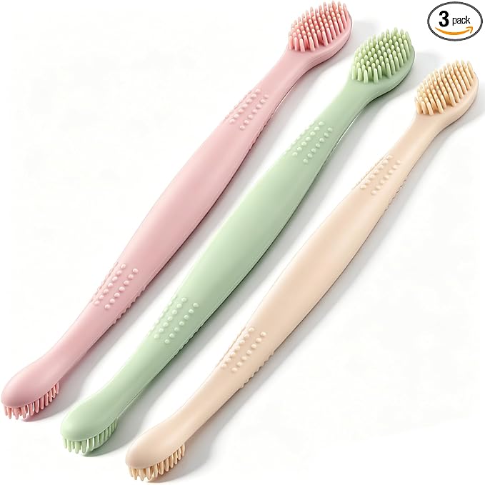 Mifoci 3 Pcs Eyelid Brush with Soft Silicone for Sensitive Eyelids, Double Ended Eyelid Margin Scrub Brush for Removes Dirt, Oil, Lid Scrub Device Deep Cleansing Eyelash Extension Prep
