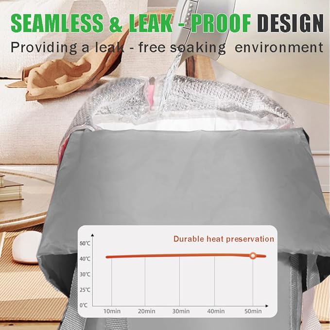 Ouliget Collapsible Bucket for Soaking Feet,Portable Travel Foot Bath Tub,Fully Wrapped Knee Fumigation Foot Soaking Bath Basin,Foot Spa Bag for Outdoor Travel Camping Fishing (Pink)
