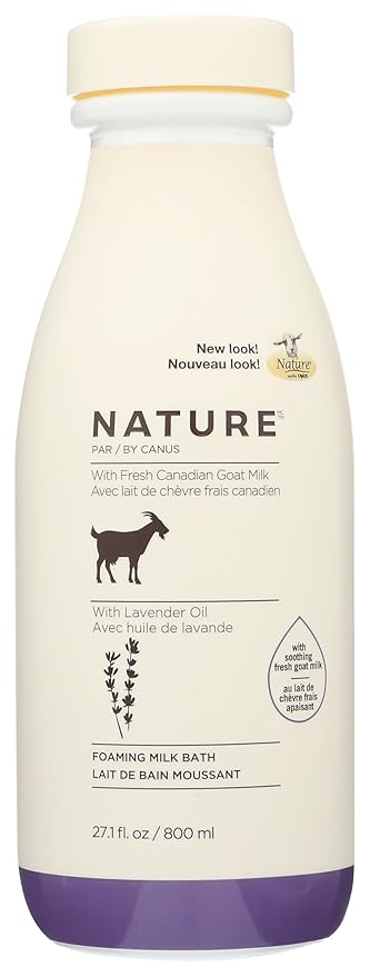 Nature by Canus Foaming Milk Bath, Fresh Canadian Goat Milk, Lavender Oil, Vitamins A B3, Potassium Zinc Selenium, 27.1 Fl Oz