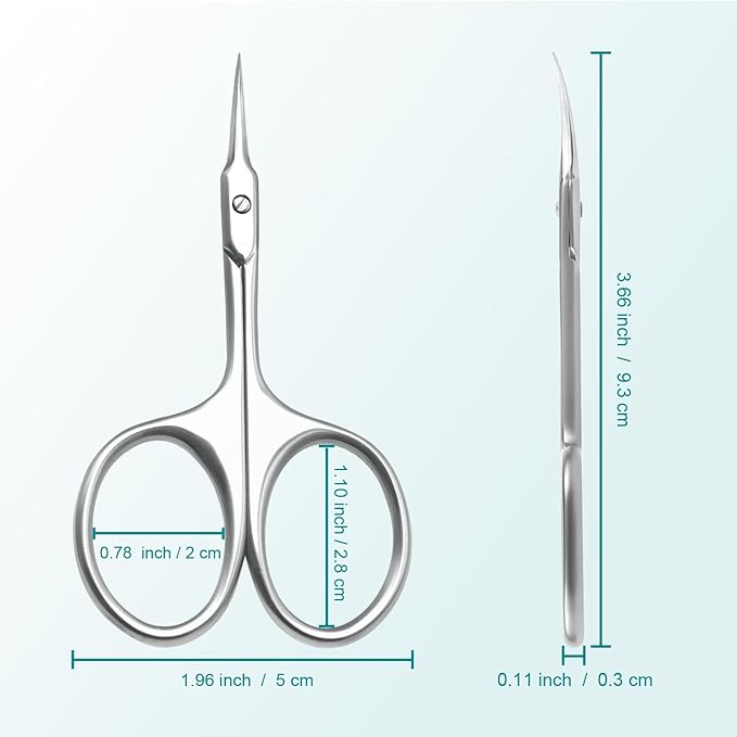 Lermende Cuticle Scissors Extra Fine Curved, Portable Stainless Steel Manicure Scissors with Sharp Curved Blade, Multi-Purpose Russian Manicure Cuticle Trimmer. (Silver, Round Handle)