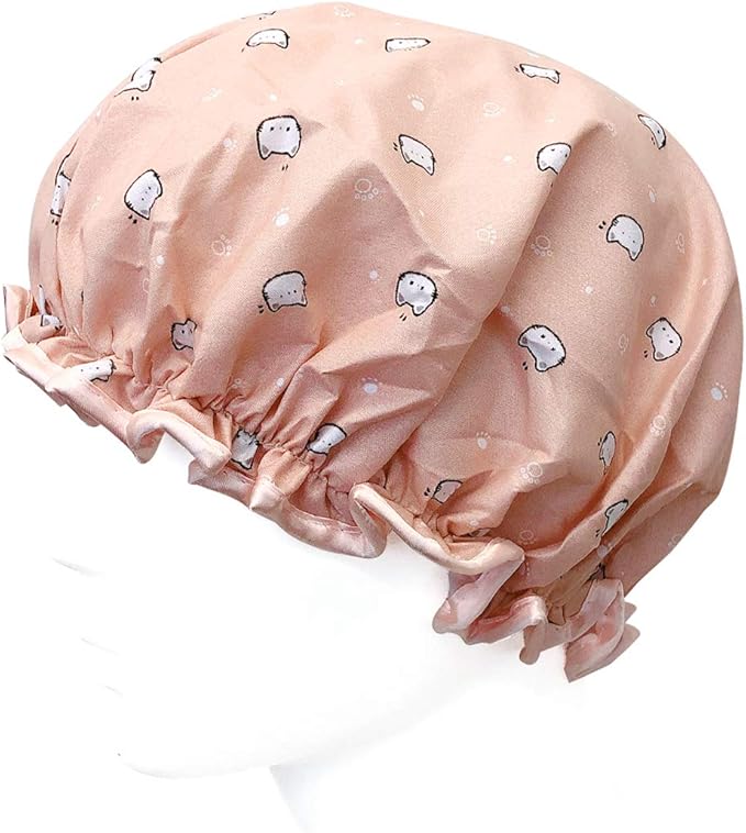 allydrew Reusable Women's Waterproof Shower Caps for Long Hair, Kitties