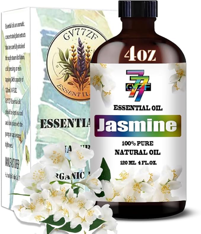 Jasmine Essential Oil - GV77ZF Jasmine Oils for Diffusers, Humidifiers, DIY Candles, Soap, Cleaning, Home, Office, Yoga, Massage, Gifts - 4 fl oz (120 ml)