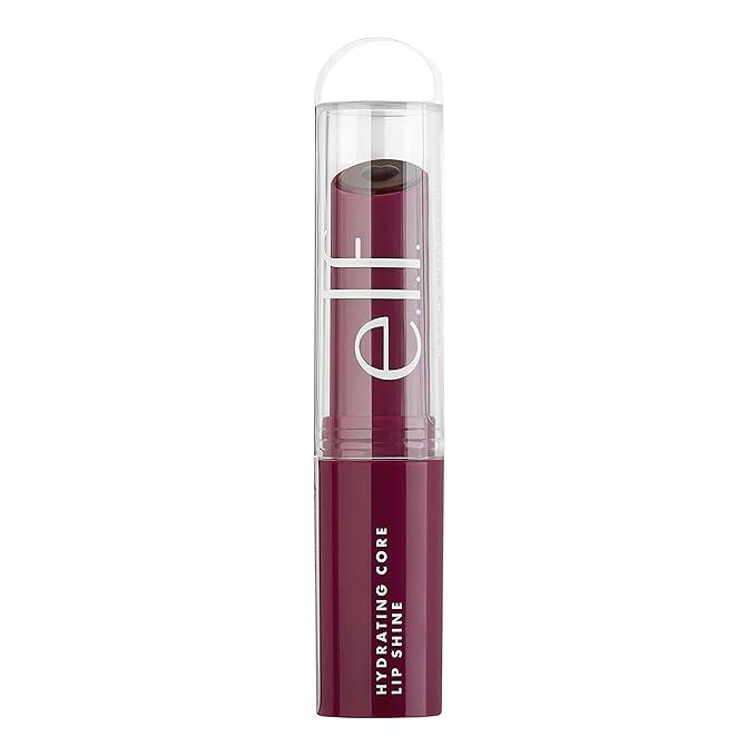 e.l.f. Hydrating Core Lip Shine with Shea Butter & Vitamin E, Tinted Lip Balm for A Smooth, Glossy Finish & Long-Lasting Moisture, Ecstatic Deep Berry