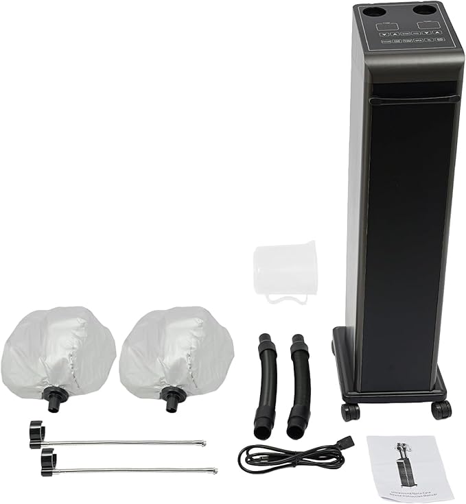 800W Nano Hooded Hair Steamer, Professional Micro Mist Hair Care Steamer with 2 Steam Caps, Salon Hair Deep Conditioning Machine with Adjustable TEM 33.8-167℉ & Timer for Home Salon SPA Use (Black)