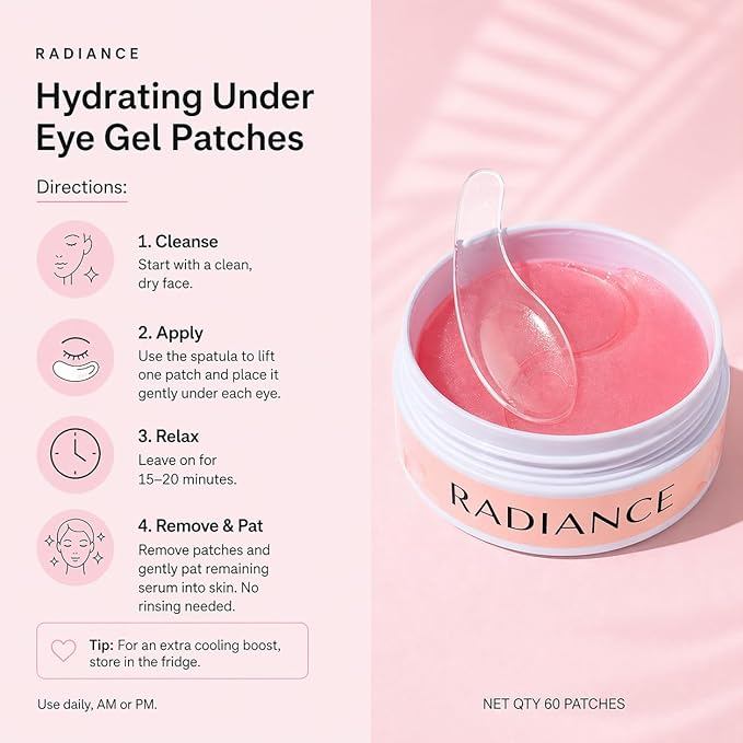 blxnk RADIANCE Under Eye Patches - 60 Hydrogel Eye Masks to Depuff, Hydrate & Brighten Dark Circles, Puffy Eyes & Bags - Asian Beauty Inspired, Cooling & Soothing with Niacinamide, Caffeine, Peptides