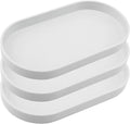 White Small Tray (10 inch), 3 Pack Oval Tray for Bathtub Bathroom Vanity Items, Countertop Organizer, Coffee Accessory, Soap, Perfume.