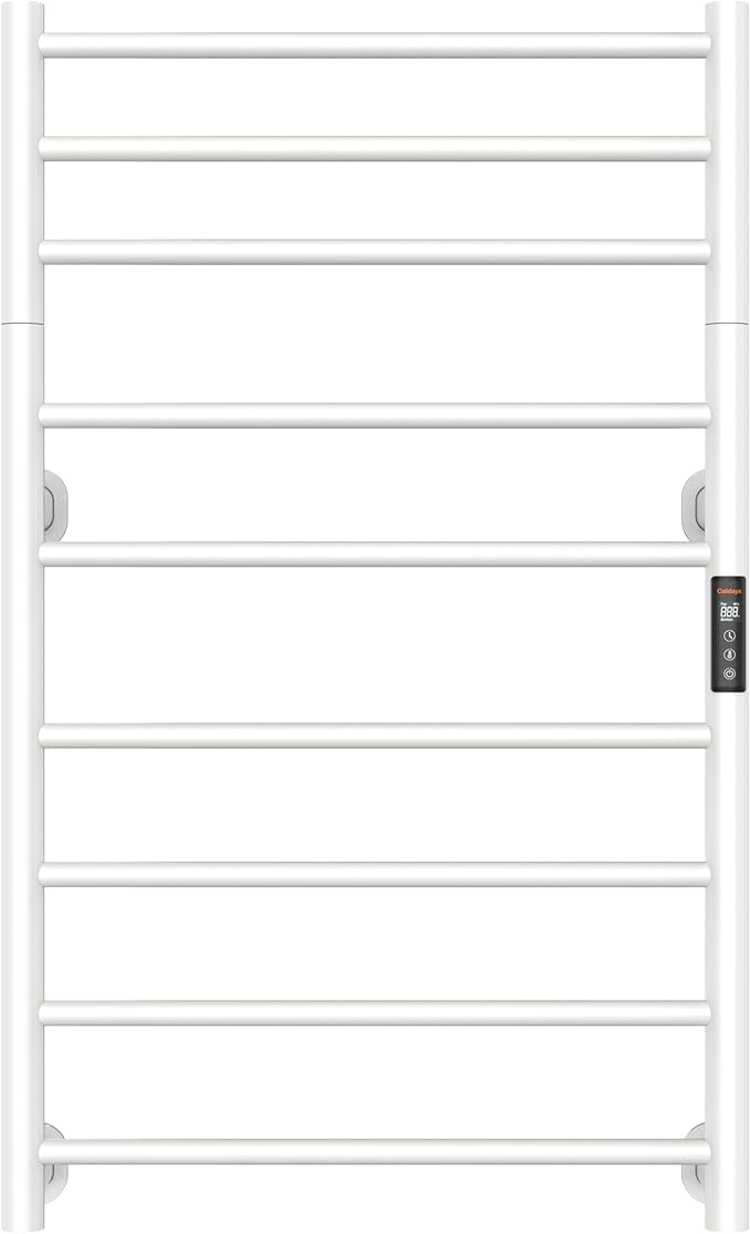 Foldable Heated Towel Rack, Dual-Zone Electric Towel Warmer Rack with Timer, GFCI Plug-in or Hardwired, Wall-Mounted, Drill-Free Installation, Matte White, CA3-900X550-Standard-MW