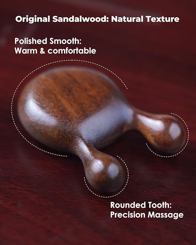 Gua Sha Massager for Face, Natural Sandalwood Wooden Guasha Scraping Massage Tool for Face, Eye Neck Body Muscle Relaxing Prevents Wrinkles