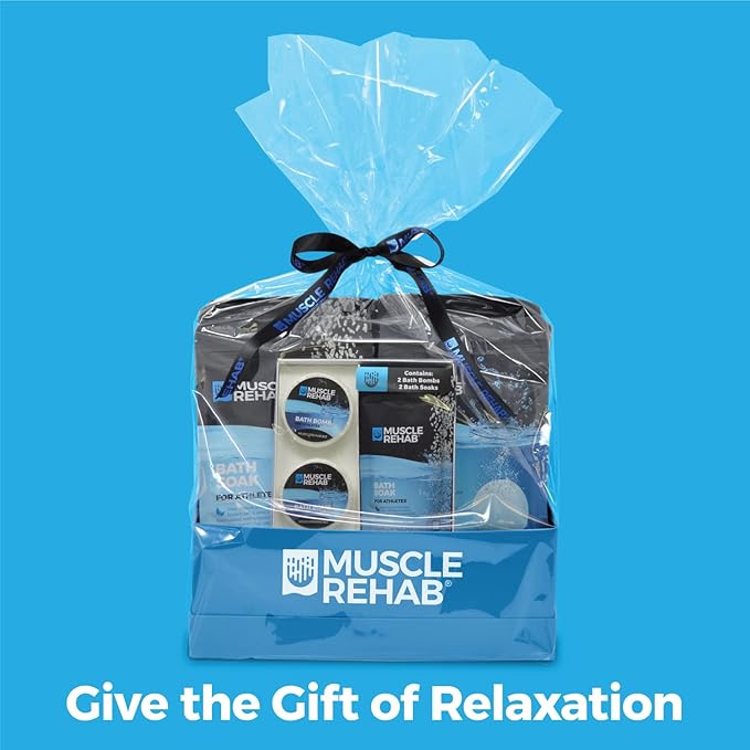 Muscle Rehab Epsom Salt Bath Bombs with Arnica (4 Pack) | Magnesium Recovery Soak for Sore Muscles, Post-Workout Relief & Relaxation | Eucalyptus, Turmeric & Clary Sage Essential Oils