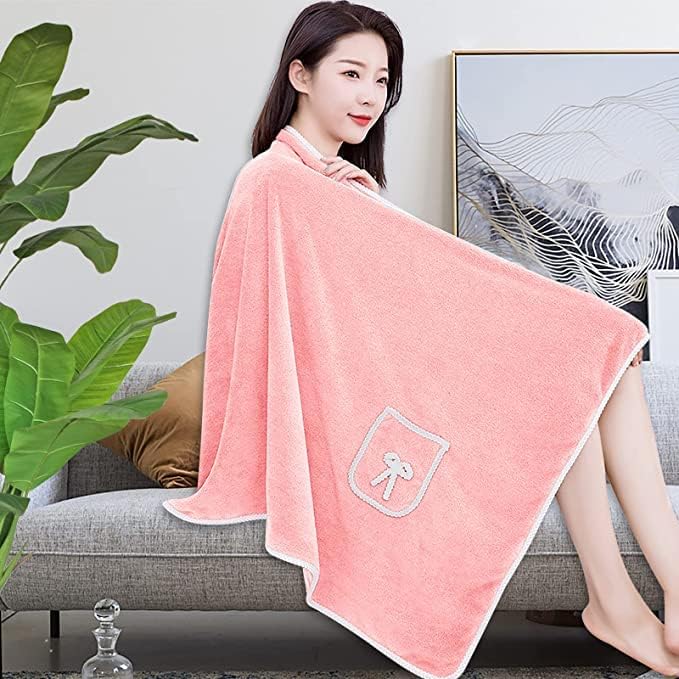 Slim figure wearable bath towel for women,body Wrap Coral Fleece Bathrobes,quick dry bath wraps shower skirt,Dress Beach Towelling Bath Robe,towel poncho,swimming,Spa,Sauna,Cute Pocket Design(Size S)