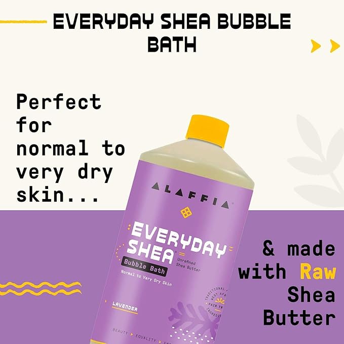 Alaffia Bubble Bath, Lavender 2-Pack – Long-Lasting Bubbles with Moisturizing Shea Butter, 32 Fl Oz