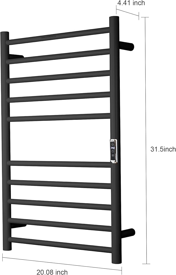 Heated Towel Racks for Bathroom, Wall Mounted Electric Towel Warmer Racks with Timer & Temperature Control, 10 Bar Stainless Steel Towel Heater for Bathroom, Black, Plug-in