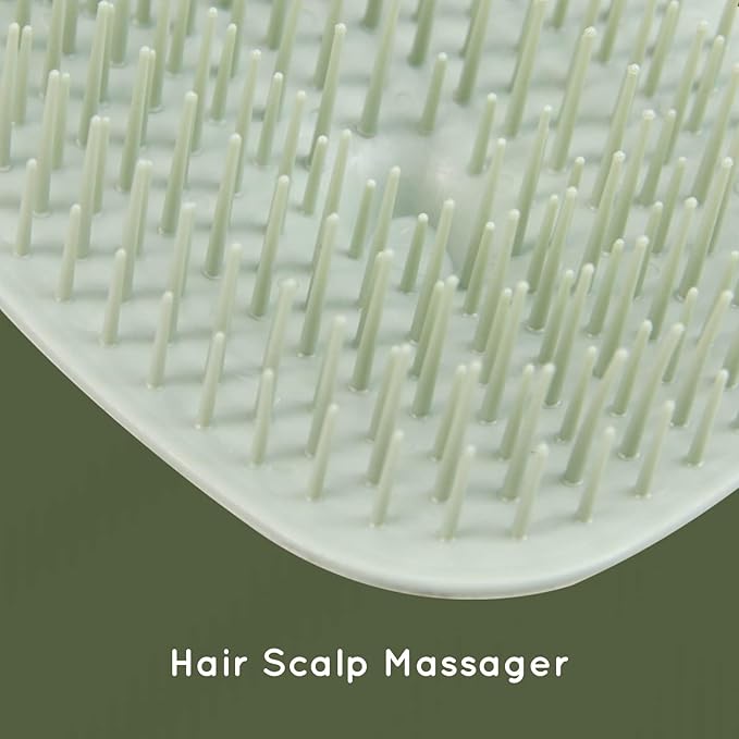 Ecoed 2 PC Scalp Massager Shampoo Brush, Scalp Scrubber & Exfoliator for Dandruff Removal, Wet & Dry and Detangler for Men and Women, Suitable for Short Medium Hair (Green)