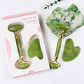 Jade Roller & Gua Sha Set for Face - Facial Massage Tool for Skin Care, Reduce Puffiness & Improve Circulation