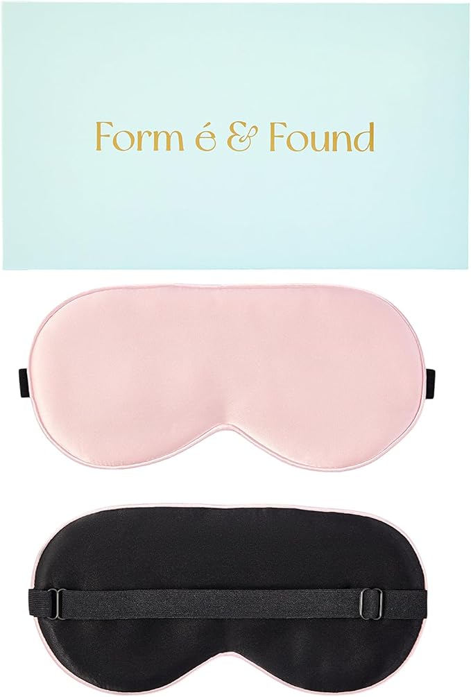 Formé & Found Silk Sleep Mask for Men & Women, 100% 6A Mulberry Silk, 16 Momme Ultra-Soft Eye Mask for Sleeping, Blackout Sleeping Eye Mask for Dry Eyes, Super Light Sleep Mask（Pink