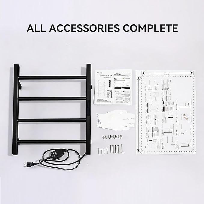 Heated Towel Racks for Bathroom, Hot Towel Warmer 4 Bars with 24hr Timer Stainless Steel Wall Mounted Electric Towel Warmers for Bathroom