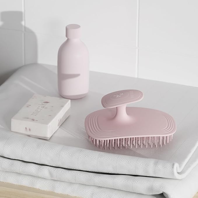 ecoed Scalp Massager Shampoo Brush, Scalp Scrubber & Exfoliator for Dandruff Removal, Wet & Dry and Detangler for Men and Women, Suitable for Short Medium Hair (Pink)