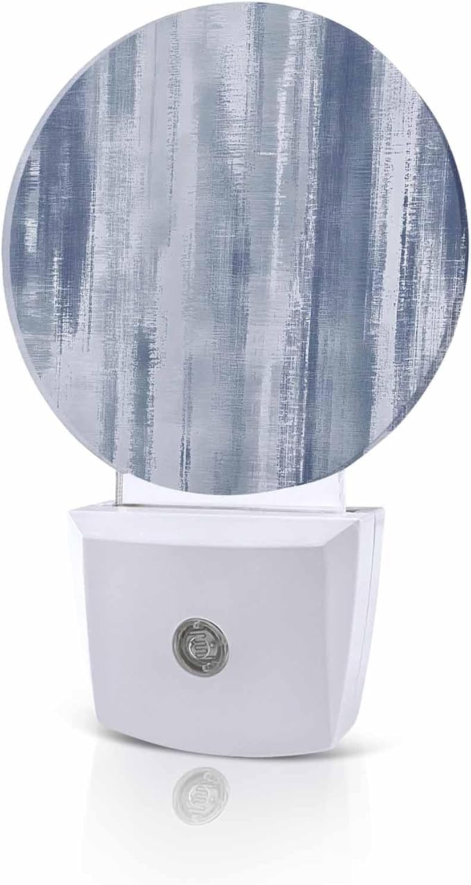 Night Lights Auto Sensor Blue Abstract Graffiti Night Light Art Painting Round Lamp Plug-in LED Nightlights Dusk to Dawn for Living Room Bedroom Bathroom Hallway Wall Decor