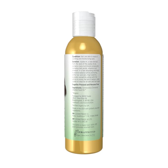 NOW Solutions Organic Jojoba Essential Oil,4-Ounce,(Pack of 2)