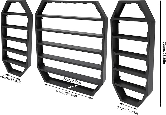 Nail Polish Organizer Wall Mounted, 3Pcs 6-Tier Nail Polish Storage Rack, Metal Nail Polish Storage Holder, Multifunctional Organizer for Essential Oil Perfume at Home Salon Spa(Black)