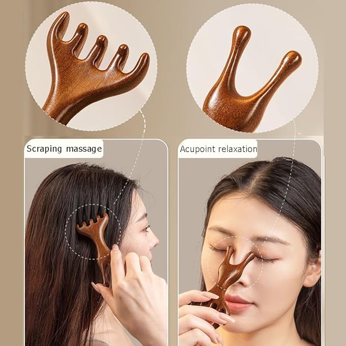 OULIGET Natural Wooden Nose Guasha Massage Tools Anti-Static, Eyes Facial Wood Gua Sha Tool,face Manual Massager Tool, Multifunctional Handheld Meridians Acupoint Massage Tool,1 Pieces.