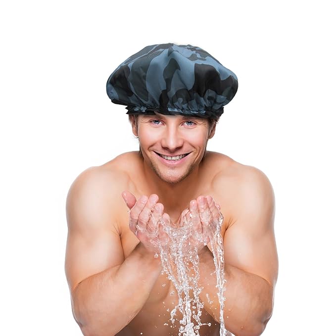 Shower Cap for Women Men Shower Hat Waterproof-Double Layer-Reusable Elastic Bath Caps for Boys Girls Hair Cap for Shower
