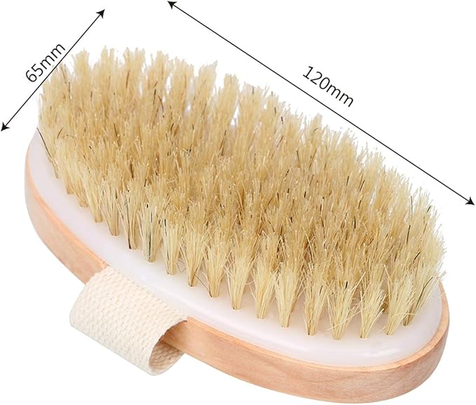 Angel Kiss Dry Brushing Body Brush for Lymphatic Drainage - Natural Bristles Dry Brush to Remove Dry Skin and Improves Blood Circulation, Body Exfoliator Scrubber for Glowing Skin - Medium Firmness