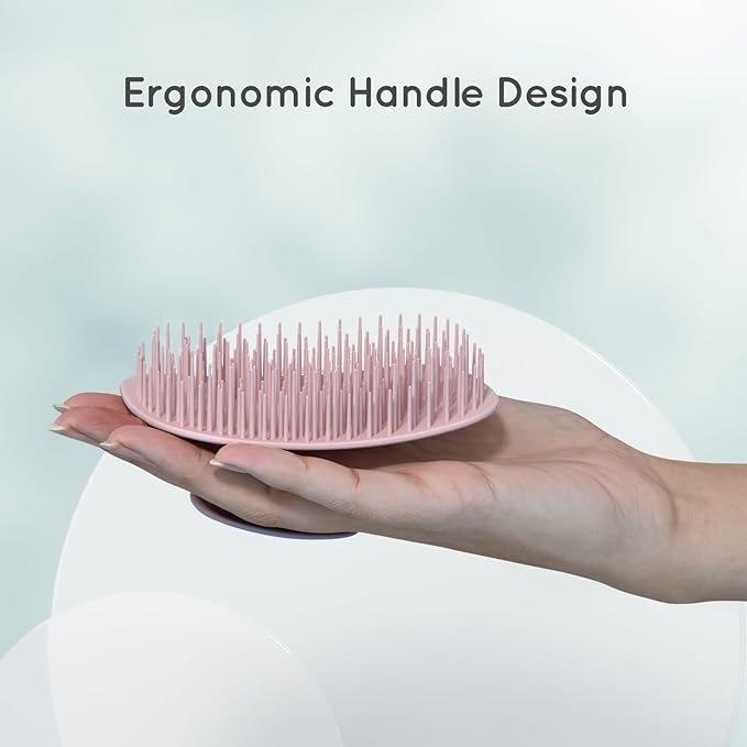 ecoed Scalp Massager Shampoo Brush, Scalp Scrubber & Exfoliator for Dandruff Removal, Wet & Dry and Detangler for Men and Women, Suitable for Short Medium Hair (Pink)