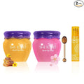 2PCS Lip Mask Overnight, Honey&Sakura Day and Night Repair Sleeping Lip Balm, Fade Lip Lines Bee Balm, Hydrating &Prevention Dry and Crack Lip Scrubs Exfoliator