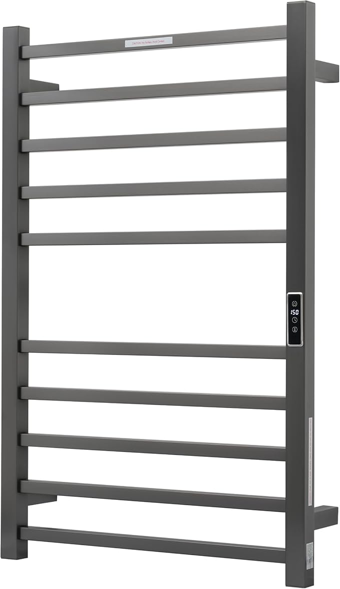 Heated Towel Racks for Bathroom, Wall Mounted Electric Towel Warmer Racks with Timer & Temperature Control, 10 Bar Stainless Steel Towel Heater for Bathroom, Gunmetal Grey, Plug-in