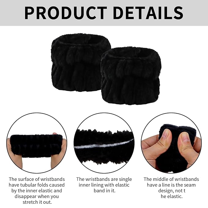 6Pcs Spa Headband and Wristband set, Terry Cloth Skincare Makeup Headbands for Women for Washing Face Sponge Puffy Hair Band