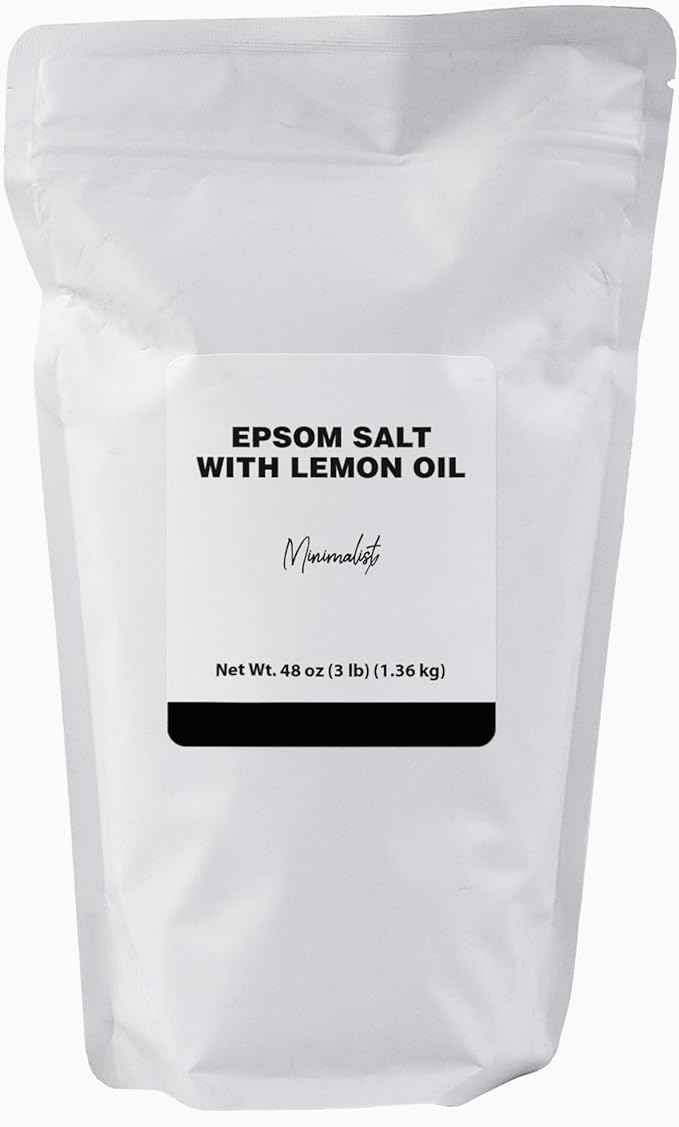 Minimalist Epsom Salt with Lemon Oil, Perfect for Scented Baths and Foot Soaks, Packaged for Convenience in a Refillable Bag (48 Ounce)