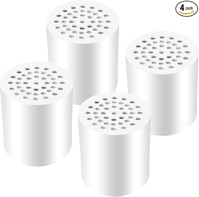 Laicky 4 Pack 20 Stage Shower Filter Universal Replacement Cartridge Hard Water Purifier Removes Chlorine, Heavy Metals, Iron, Other Sediments, Water Softener with High Output