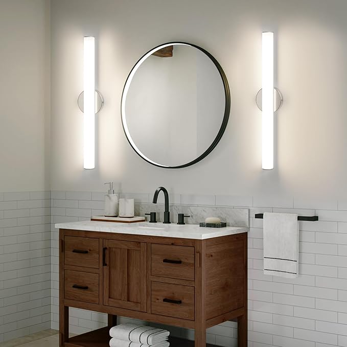 OOWOLF 31.5 Inch LED Bathroom Vanity Light, Brightness Adjustment Vanity Light Bar 30W 3000LM, Natural White 4000K Wall Lights Fixture Over Mirror, Modern Vanity Lighting for Bathroom/Dressing Room