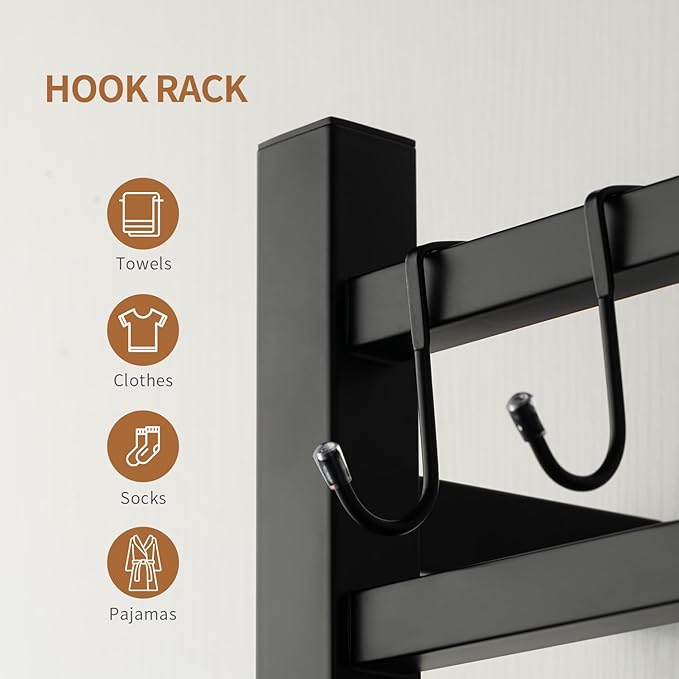 Wall Mounted Towel Warmer Square 10 Bars with Plug-in and Hardwired Options 3 Working Modes Black Stainless Steel 21" W 34" H