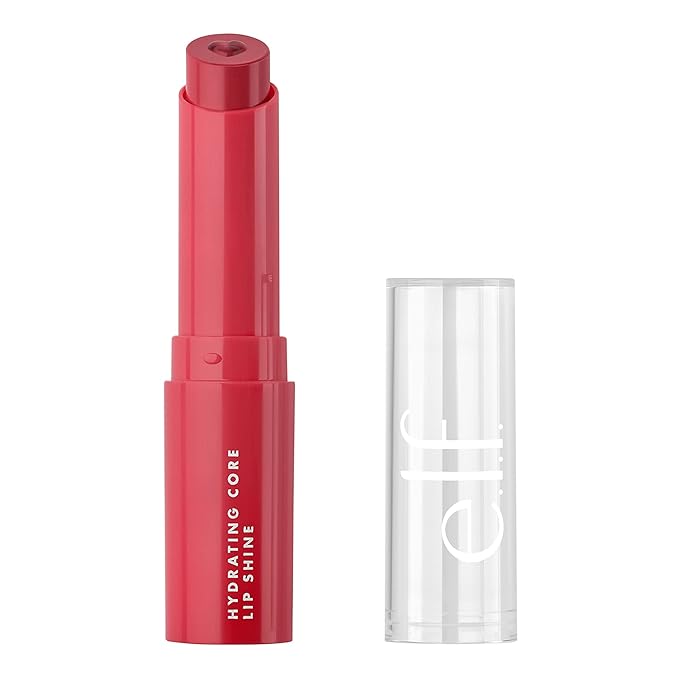 e.l.f. Hydrating Core Lip Shine with Shea Butter & Vitamin E, Tinted Lip Balm for A Smooth, Glossy Finish & Long-Lasting Moisture, Lovely Light Red