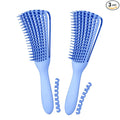 Hair Brush, Detangling Brush for Afro America/African Hair Textured 3a to 4c Kinky Wavy/Curly/Coily/Wet/Dry/Oil/Thick/Long Hair, Knots Detangler Scalp Massage Comb (2 pcs, Blue-Blue)