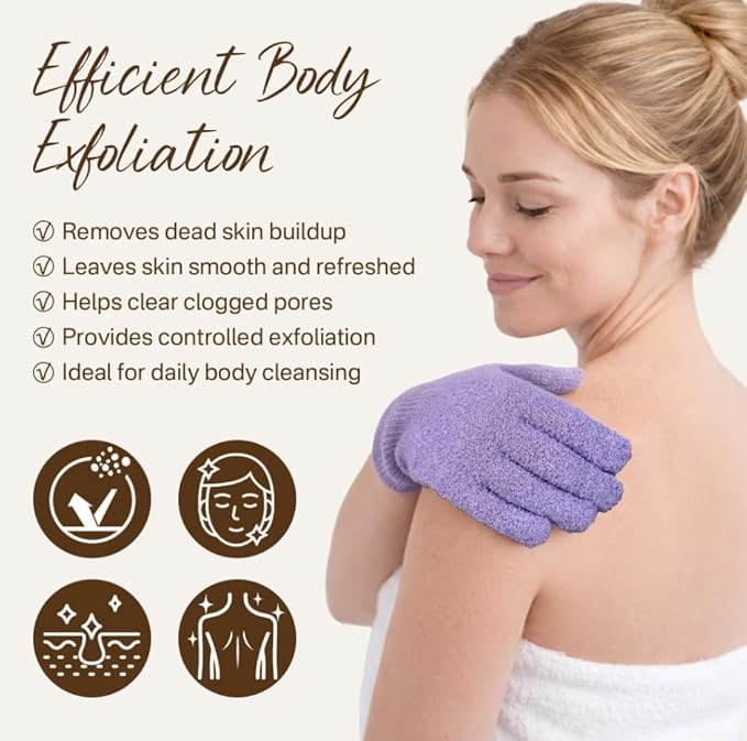 4 Pairs Exfoliating Gloves for Shower, Shower Gloves, Body Scrubber, Korean Exfoliating Mitt Body Scrubber, Microfiber Bath Gloves, Exfoliate Sponge Loofah Wash, Shower Scrubber