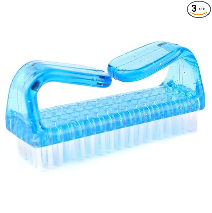 3Pcs Different Kinds of Fingernail brush with Plastic Handle Nail brush for cleaning Fingernails - Easy to use Nail Scrub brush - Nail Cleaner Nail brushes for Hands Feet(blue)