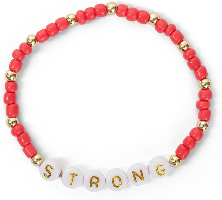 CAIT + CO "Strong Bath Bomb & Friendship Bracelet Gift Set Coconut Milk Scented Orange Bath Fizzle (3.5 oz) with Beaded STRONG Bracelet - Empowering & Relaxing Gift for Teens, Women